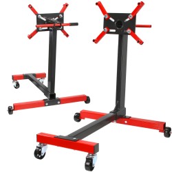 Cavalletto motore 450kg 4 bracci piatto girevole 360° con ruote e perno sicurezza